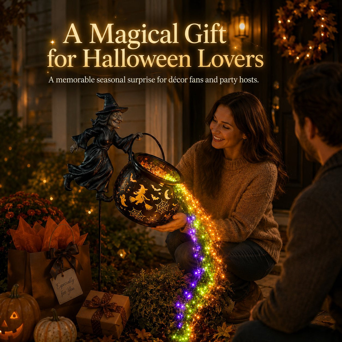 🧙♀️🧙♀️Halloween Witch Cauldron Garden Light