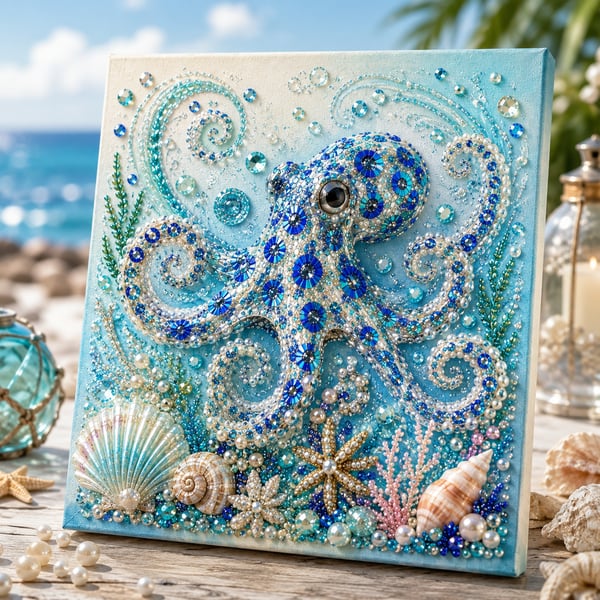 ๐๐๐ฅ Last Day Big Sale - ๐โจ Ocean Theme Pearl Art DIY Kit โ Relaxing DIY Craft to Create Stunning Coastal Artwork