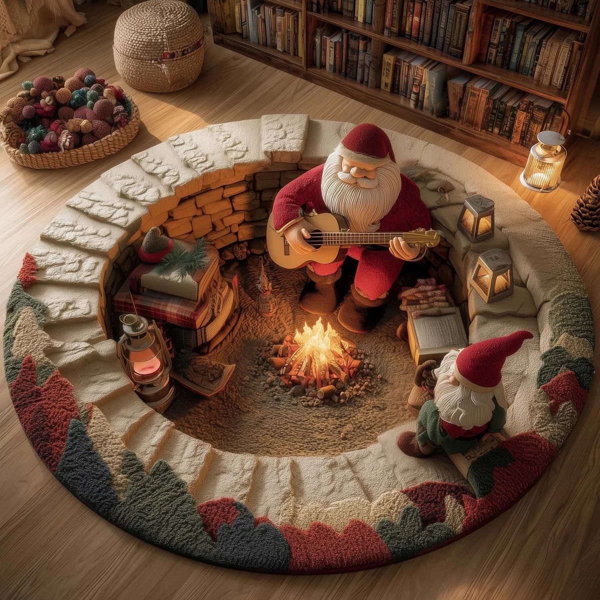 ๐3D Optical Illusion Vortex Quilted Round Christmas Rug