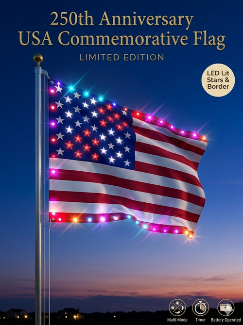 Last Day 49% OFF🔥 🦅 Illuminated 250th Anniversary USA Commemorative Flag - Premium LED Edition -Bestseller
