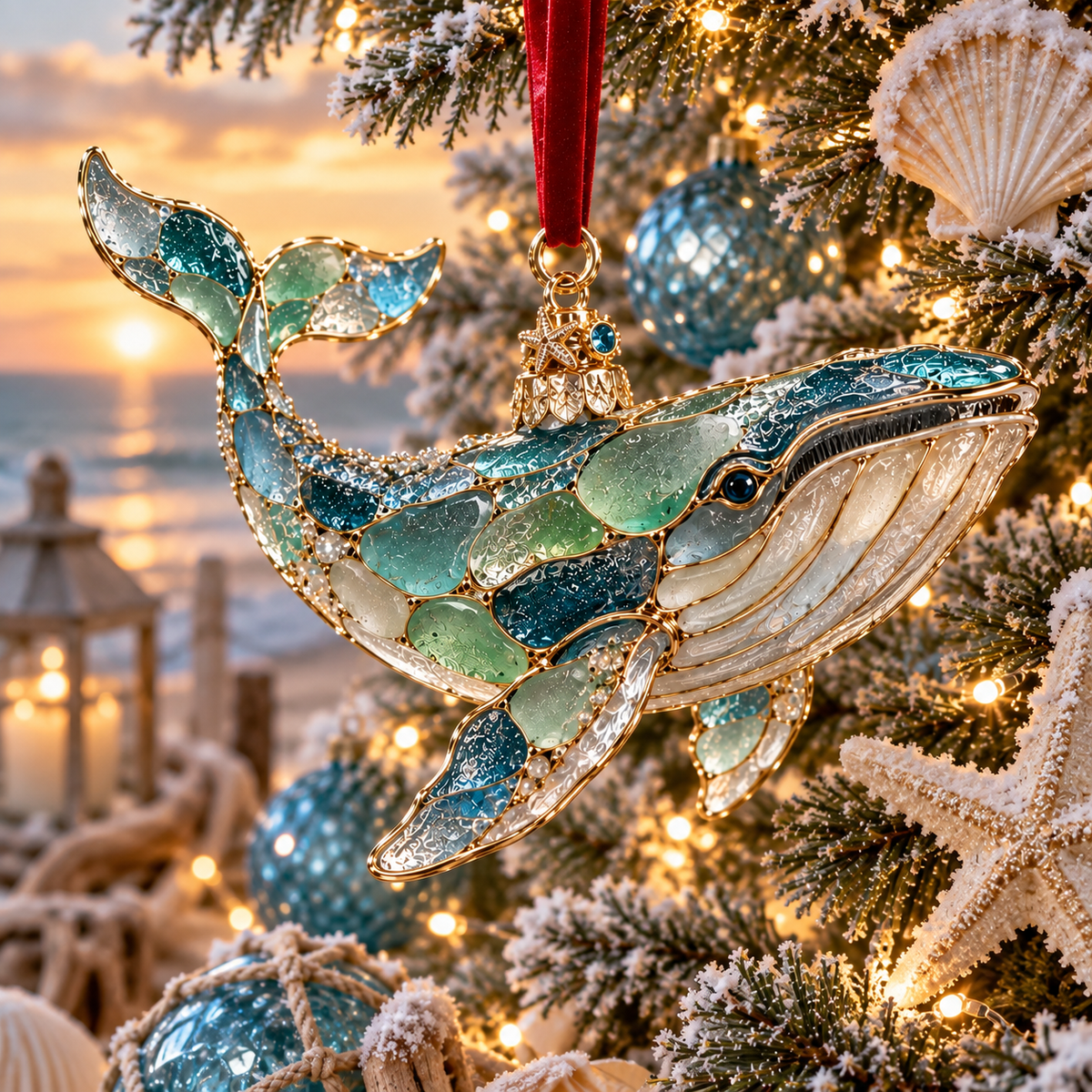 🎅🎅 2026 Christmas Gift 50% Off--2026 Ocean Christmas Series Sea Glass Ornament Collection – Seahorse, Octopus, Jellyfish, Shark, Sea Turtle & Whale Coastal Holiday Keepsakes