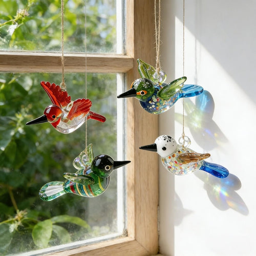 🕊️🕊️Hand Blown Glass Bird Ornament – Colorful Glass Bird Suncatcher