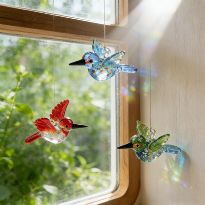 🕊️🕊️Hand Blown Glass Bird Ornament – Colorful Glass Bird Suncatcher