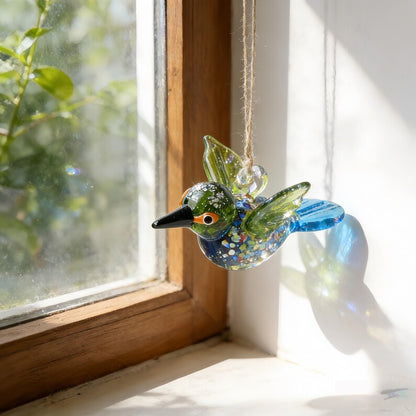 🕊️🕊️Hand Blown Glass Bird Ornament – Colorful Glass Bird Suncatcher