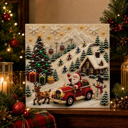 🎄🎄🎅 Premium 3D Pearl Christmas Wall Art Kit | Luxury Flocked Canvas with Scratch-Resistant Non-Fading Pearl Beads DIY Holiday Decor ⛄️❄️