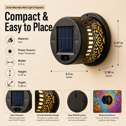 ✨🌈 Mandala Solar Wall Lamp – Magical Patio Night Ambience