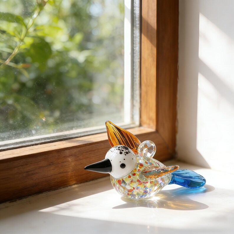 🕊️🕊️Hand Blown Glass Bird Ornament – Colorful Glass Bird Suncatcher