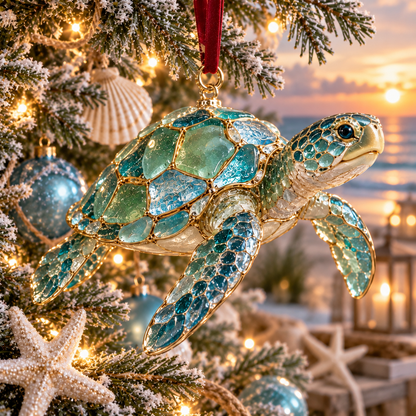 🎅 2026 Christmas Gift 50% Off--2026 Ocean Christmas Series Sea Glass Ornament Collection – Seahorse, Octopus, Jellyfish, Shark, Sea Turtle & Whale Coastal Holiday Keepsakes