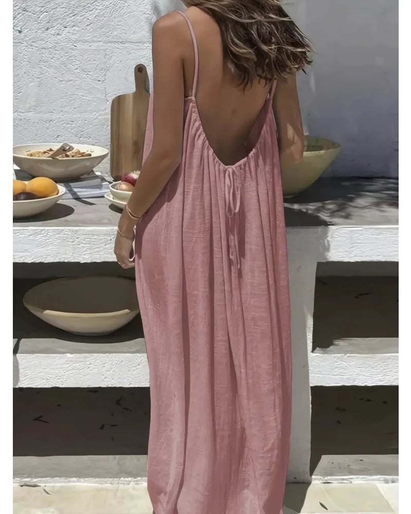 🎁Last Day Promotion 60% OFF👗Sexy Backless Easy Flow Maxi Dress-Radiate feminine charm!
