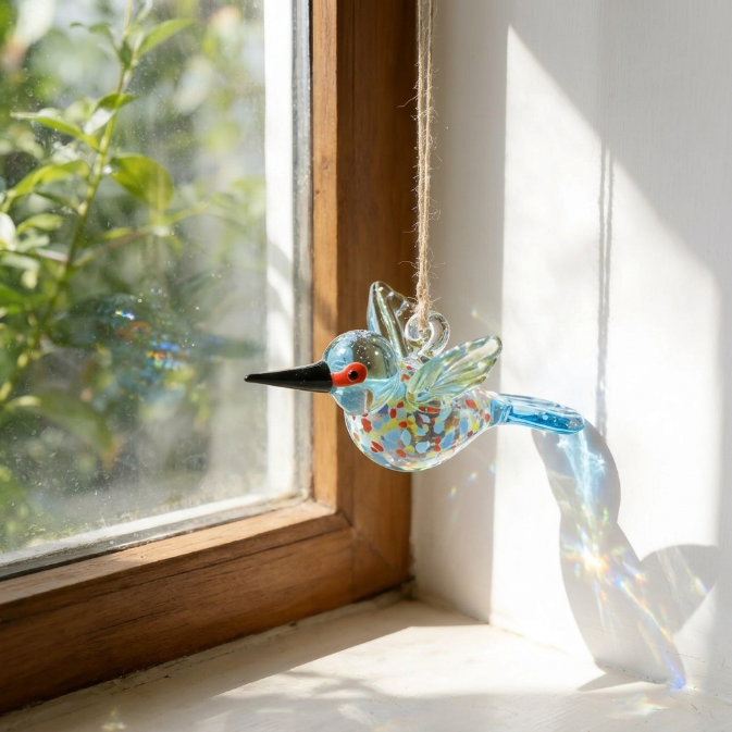 🕊️🕊️Hand Blown Glass Bird Ornament – Colorful Glass Bird Suncatcher