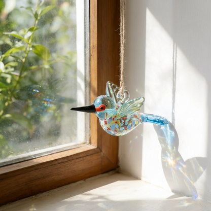 🕊️🕊️Hand Blown Glass Bird Ornament – Colorful Glass Bird Suncatcher
