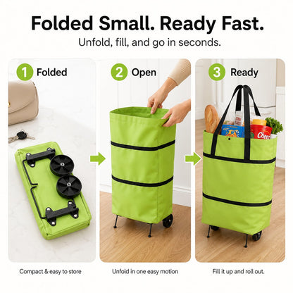 🛒 Large-capacity folding push-pull shopping bag - The perfect choice for large-scale shopping trips