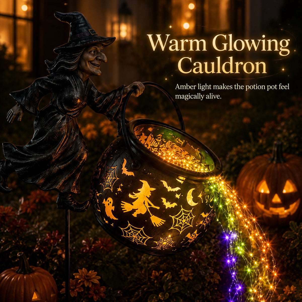 🧙‍♀️🧙‍♀️Halloween Witch Cauldron Garden Light