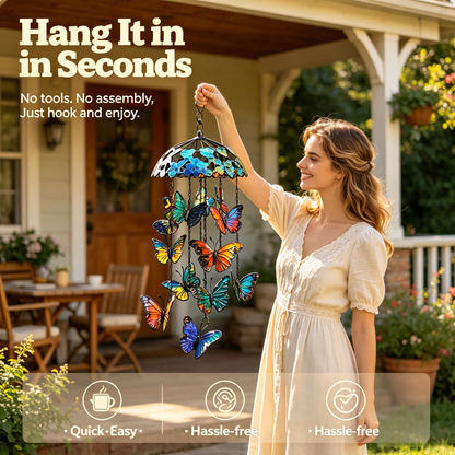 🦋🎐Vibrant Stained Glass Butterfly Wind Chimes
