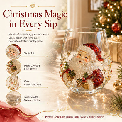 🎄🎄✨ Christmas Glass Art Cup | Luxury  Holiday Glassware for Drinks, Decor & Christmas Gifts 🎁