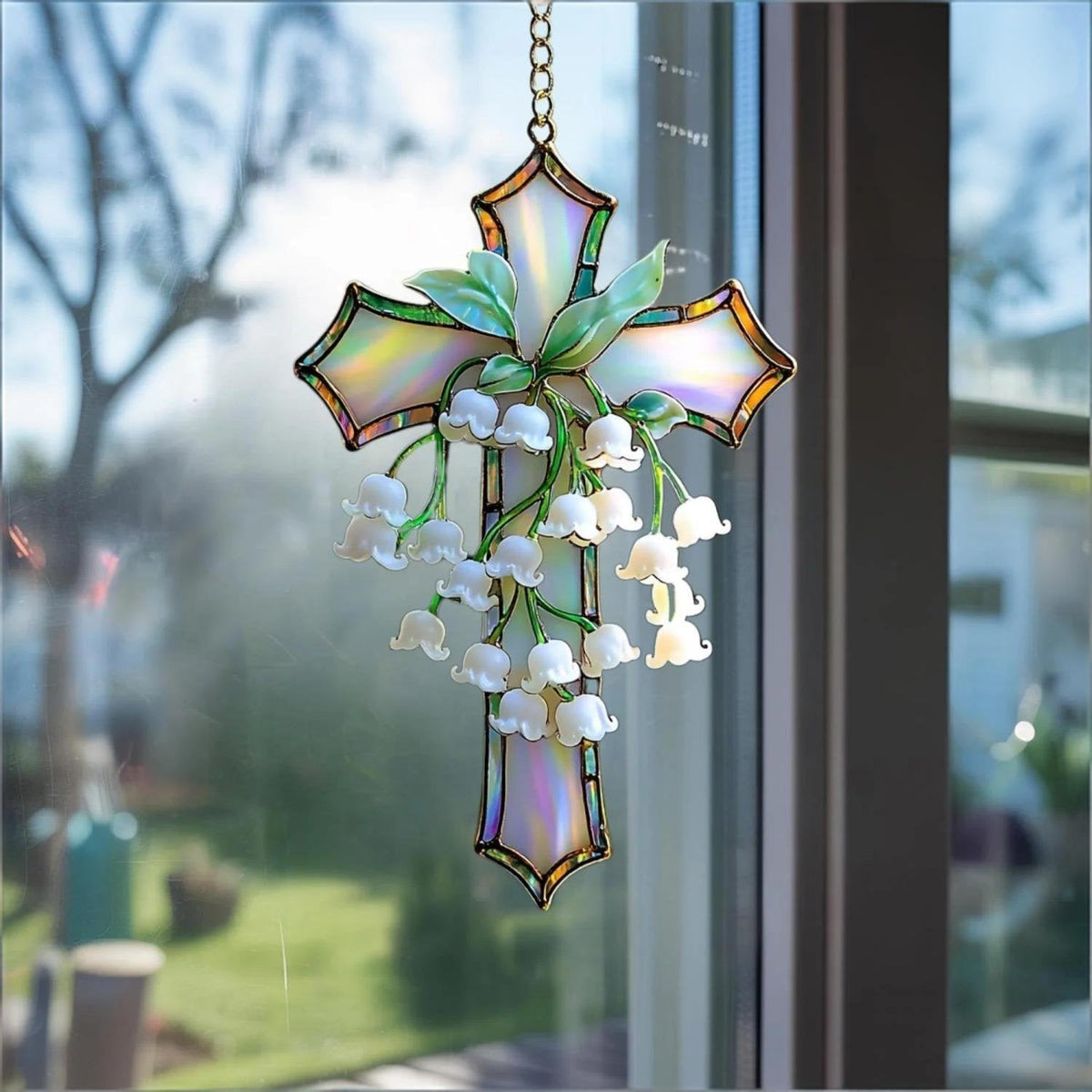 🔥Last Day 49% OFF - Hand-Painted Lily of the Valley Cross Pendant