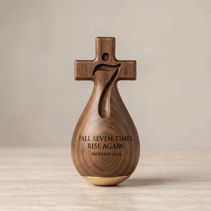 ✝️Proverbs 24:16 – ✨Solid Wood Faithful Roly-Poly Ornament
