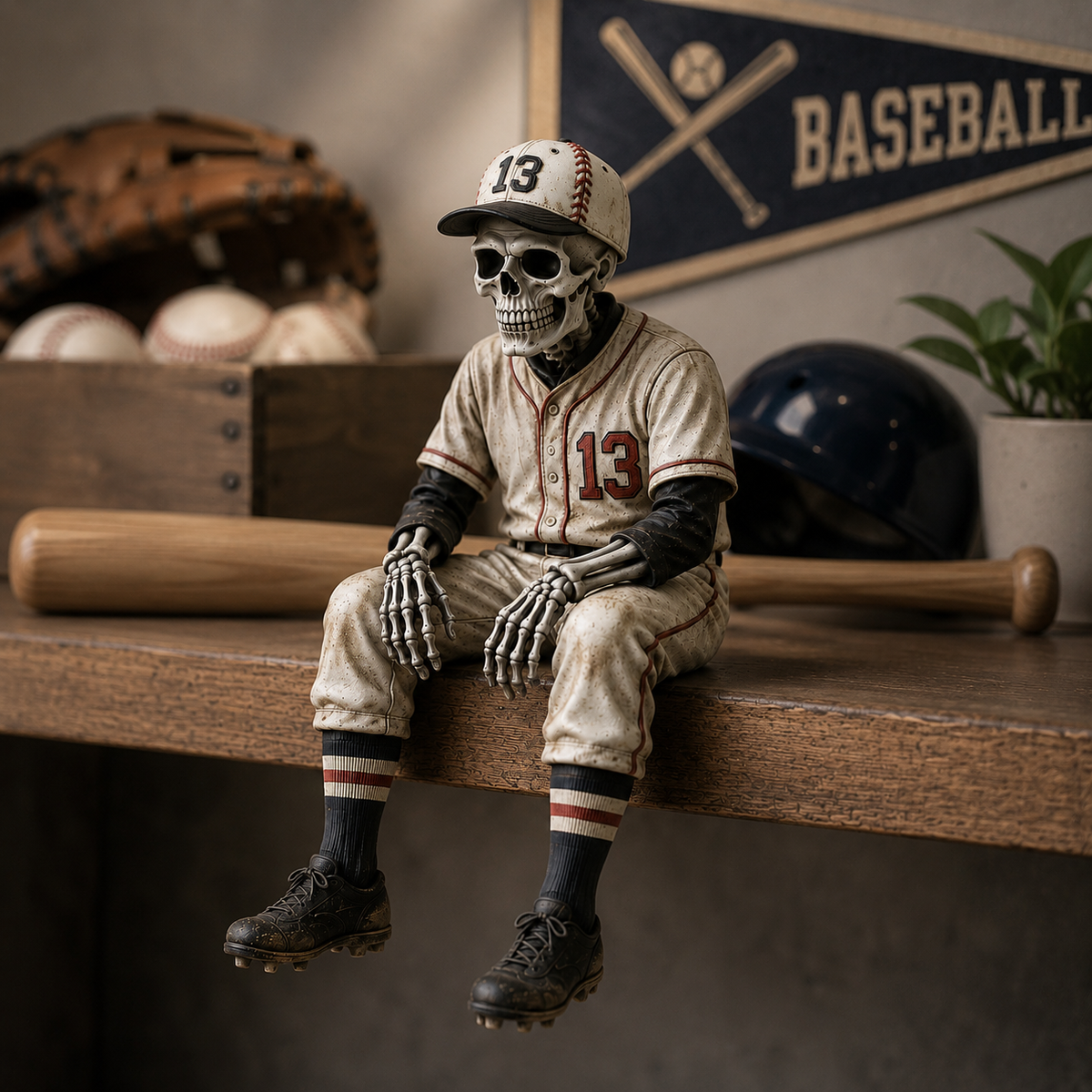 💀💀⚾Baseball Skeleton Shelf Sitter