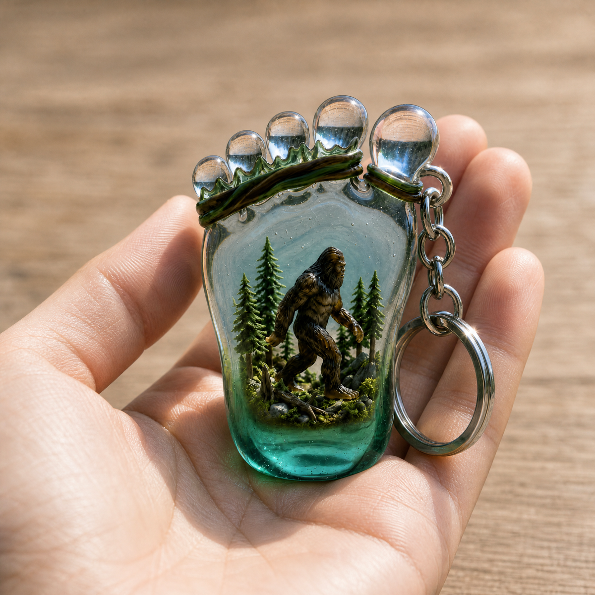 👣Bigfoot Forest Footprint Keychain