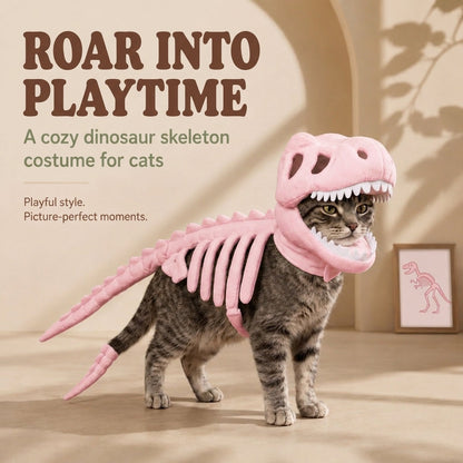 🔥Last Day 50% OFF🦖Dinosaur Skeleton Cat Costume | Halloween Pet Outfit • Photo Prop • Soft Plush