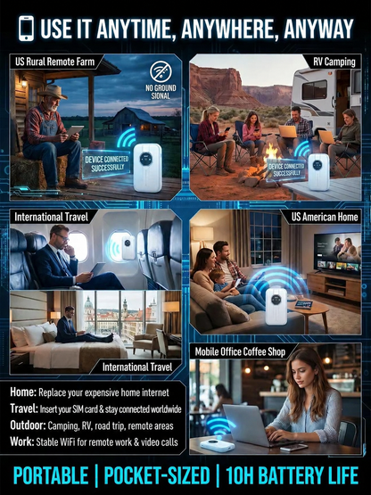 [Global Coverage, Free for Life] Boundless Portable Wi-Fi– 🛡️No Contract, No Hidden Costs