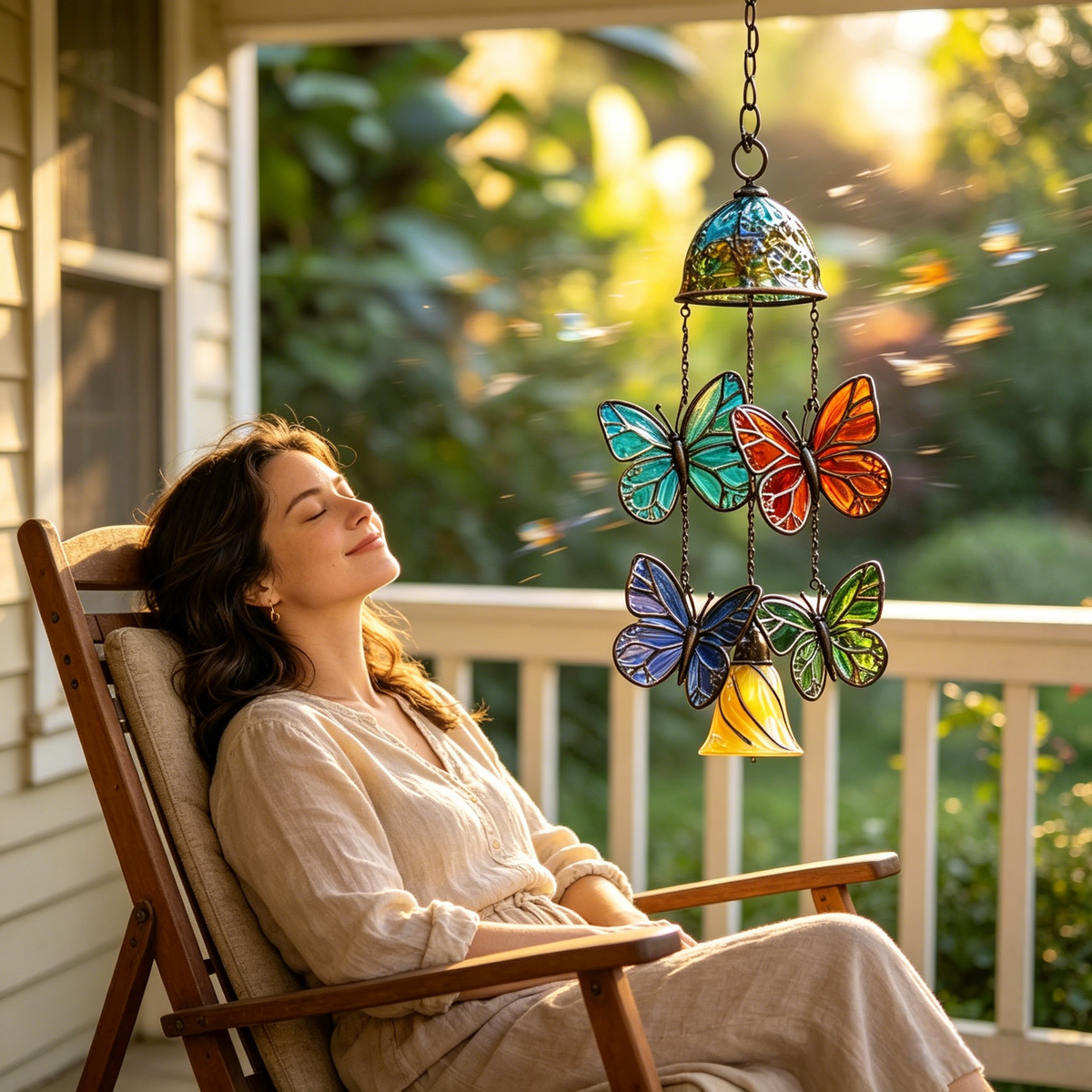 🦋🎐Vibrant Stained Glass Butterfly Wind Chimes