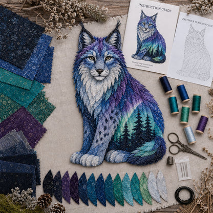 ⏳🌌Last Day 50% OFF - 🐺Northern Lights Wildlife DIY Patchwork Kit