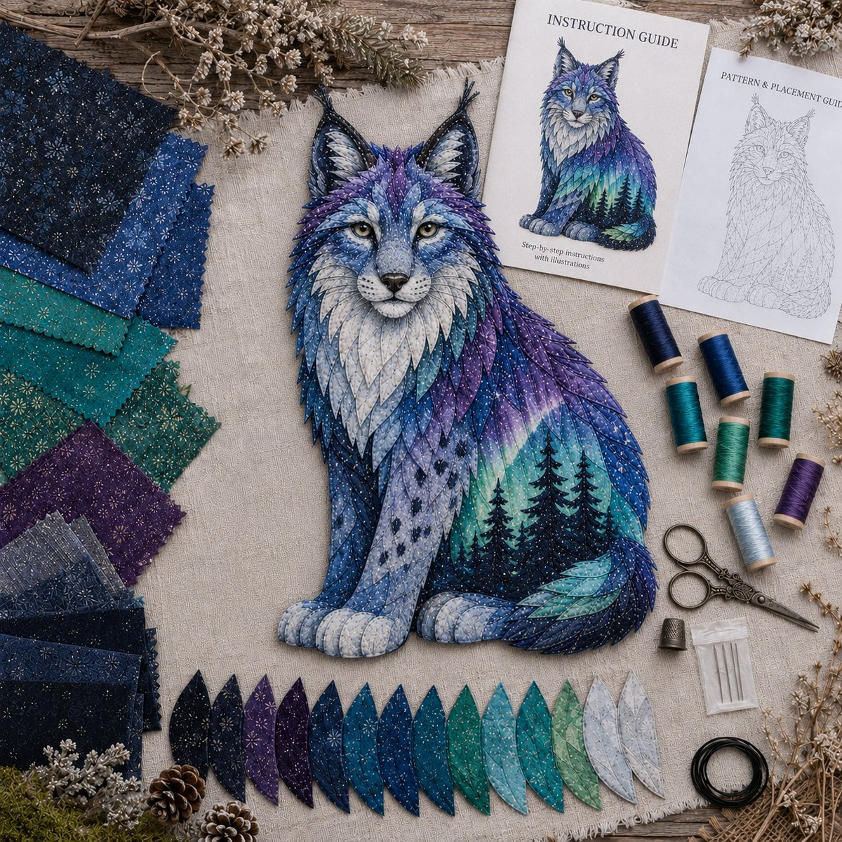 ⏳🌌🌌Last Day 50% OFF - 🐺Northern Lights Wildlife DIY Patchwork Kit