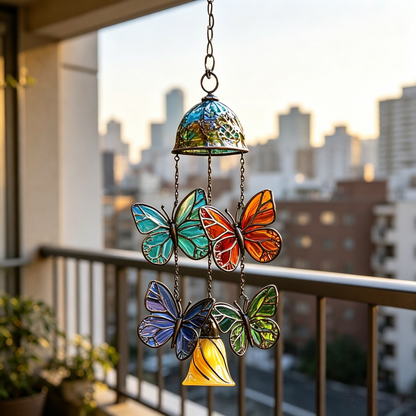 🦋🎐Vibrant Stained Glass Butterfly Wind Chimes