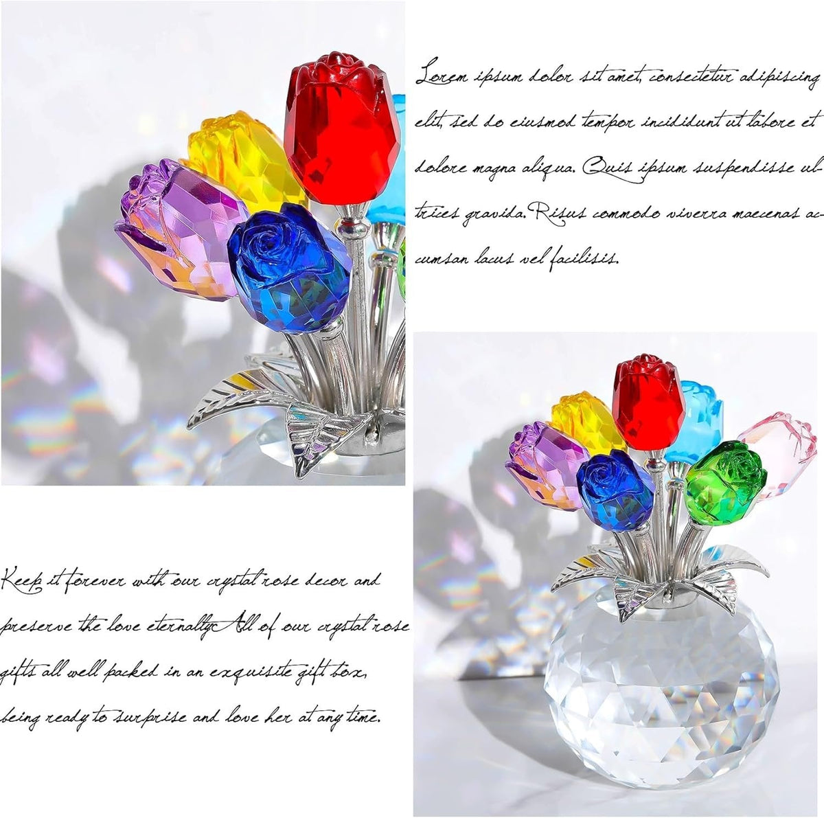 ✨🌸 Colourful Rose Figurine with Vase – Decorative Floral Home Decor Accent