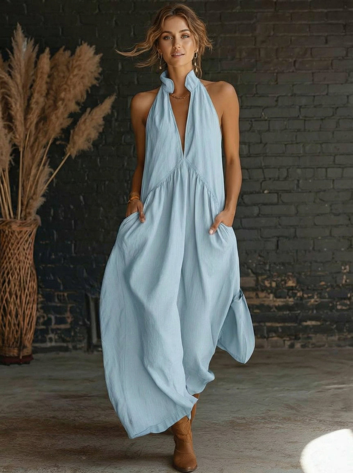 🎁Last Day Promotion 60% OFF🌴2026 Minimalist Halter Neck Maxi Dress
