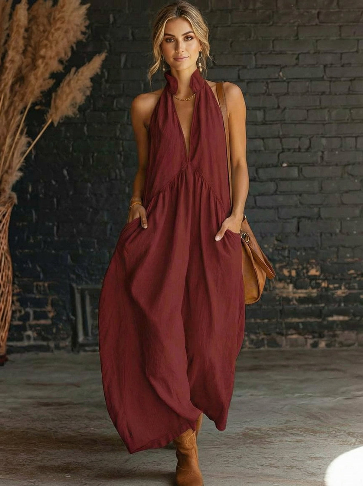 🎁Last Day Promotion 60% OFF🌴2026 Minimalist Halter Neck Maxi Dress