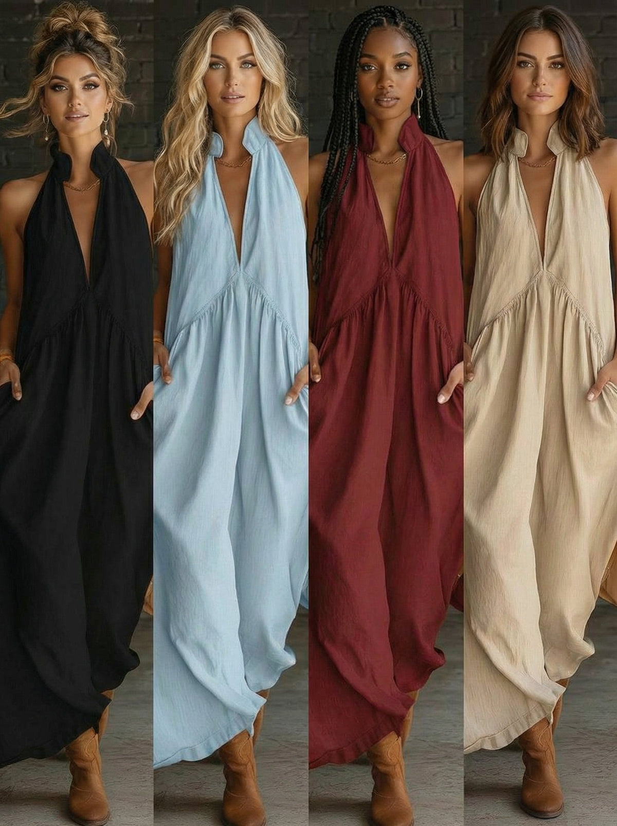🎁Last Day Promotion 60% OFF🌴2026 Minimalist Halter Neck Maxi Dress