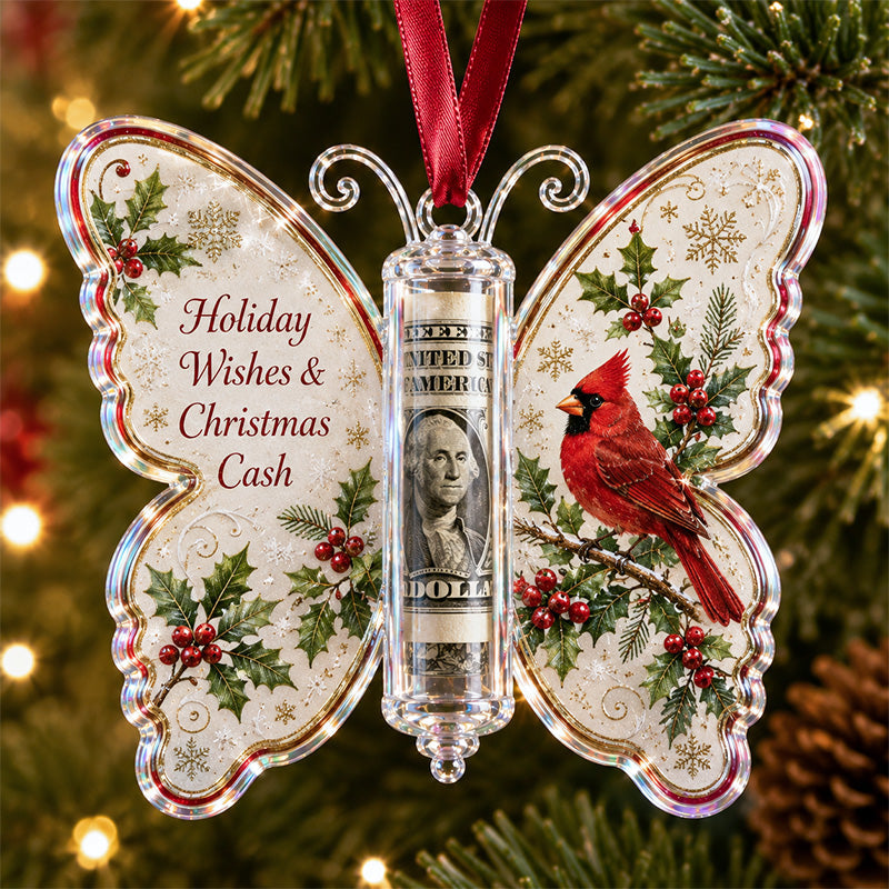 🎅 2026 Christmas Gift 50% Off--🦋💵 Christmas Cash Gift Butterfly Ornament – Holiday Money Holder Keepsake 🎄✨
