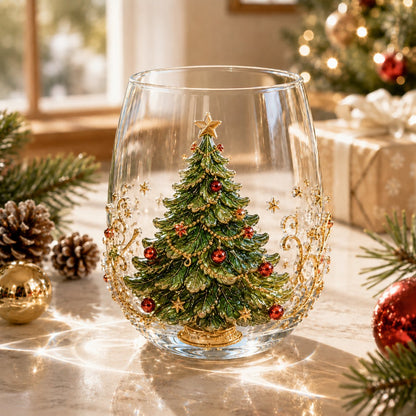 🎄🎄✨ Christmas Glass Art Cup | Luxury  Holiday Glassware for Drinks, Decor & Christmas Gifts 🎁