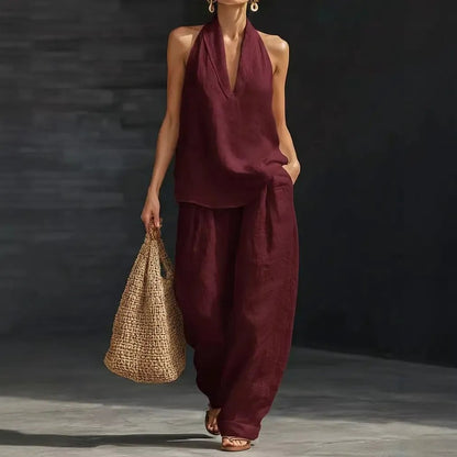 🎁Last Day Promotion 60% OFF🌴✨2026 Summer Boho 100%Linen Two-Piece Set