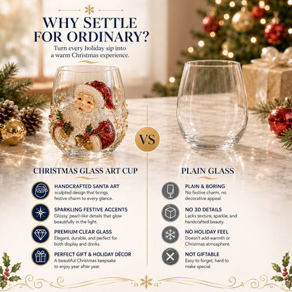🎄🎄✨ Christmas Glass Art Cup | Luxury  Holiday Glassware for Drinks, Decor & Christmas Gifts 🎁