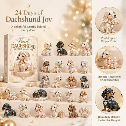 🎅 2026 Christmas Gift 50% Off--2026 Pearl Dachshund Christmas Advent Calendar | 24-Day Dog-Themed Collectible Decor Gift Box