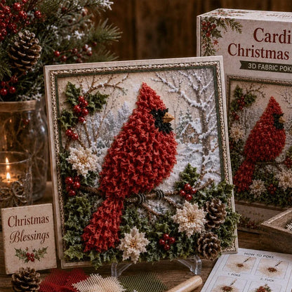 🔥🔥 LAST DAY 50% OFF – 🎄🧵 Premium 3D Christmas Fabric Poke Art Kit | No-Sew Holiday Craft with Pre-Punched Board, Fabric Squares & Display Stand 🎅✨