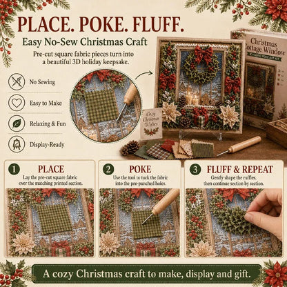 🔥🔥 LAST DAY 50% OFF – 🎄🧵 Premium 3D Christmas Fabric Poke Art Kit | No-Sew Holiday Craft with Pre-Punched Board, Fabric Squares & Display Stand 🎅✨