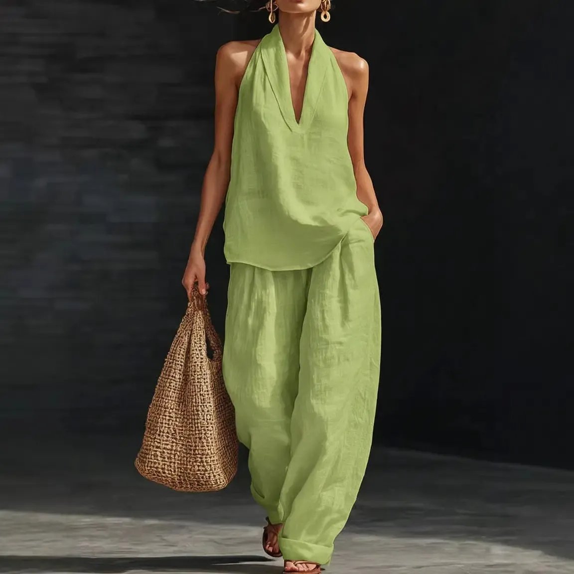 🎁Last Day Promotion 60% OFF🌴✨2026 Summer Boho 100%Linen Two-Piece Set