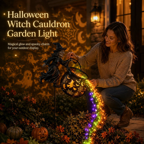 🧙‍♀️🧙‍♀️Halloween Witch Cauldron Garden Light