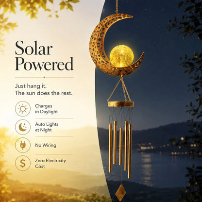 🌙🌙✨ Moon Courtyard Solar Wind Chime