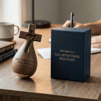 ✝️✝️Proverbs 24:16 –✨ Solid Wood Faithful Roly-Poly Ornament