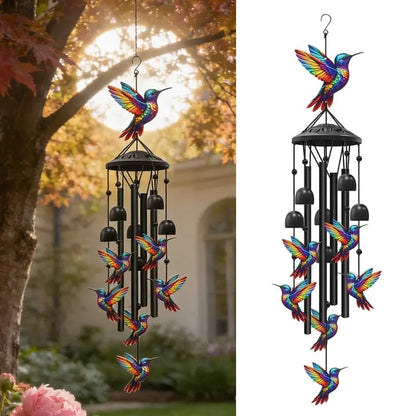 🔥🔥Juneteenth 49% OFF-🐦Vintage Colorful Hummingbird Wind Chime with Metal Tubes and Bells