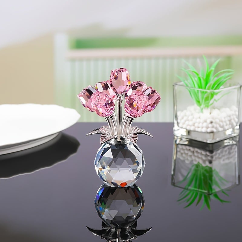 ✨🌸 Colourful Rose Figurine with Vase – Decorative Floral Home Decor Accent