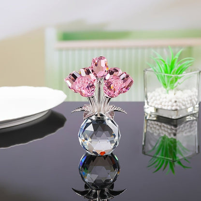 ✨🌸 Colourful Rose Figurine with Vase – Decorative Floral Home Decor Accent