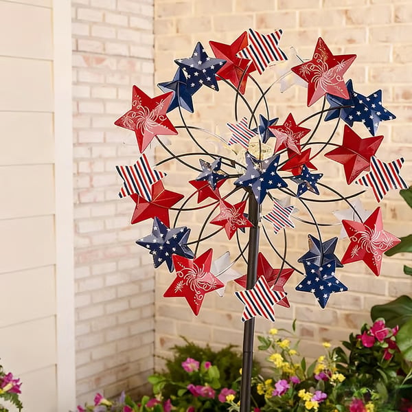☀️🌀Temp-tations Outdoors Solar Wind Spinners with Decorative Flowers🌸(Includes bracket)