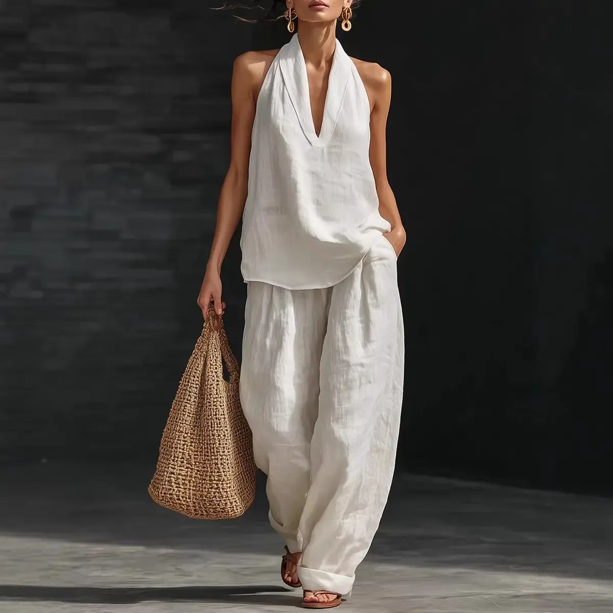 🎁Last Day Promotion 60% OFF🌴✨2026 Summer Boho 100%Linen Two-Piece Set