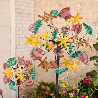 ☀️🌀Temp-tations Outdoors Solar Wind Spinners with Decorative Flowers🌸(Includes bracket)